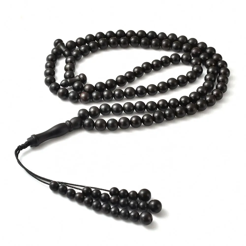 Wholesale Islamic Natural Coc Real Wooden Tasbih Tasbeeh Muslim Beads 99 Ebony Wood Rosary Prayer Beads
