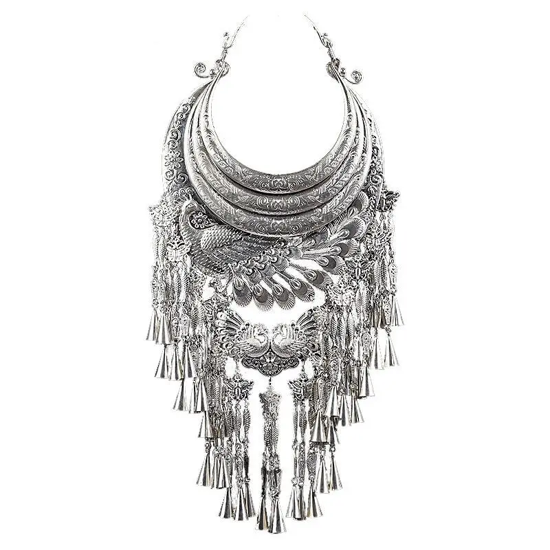 Depth  Chinese Miao Hmong ethnic necklaces aluminum plated silver Accessories Culture Feat