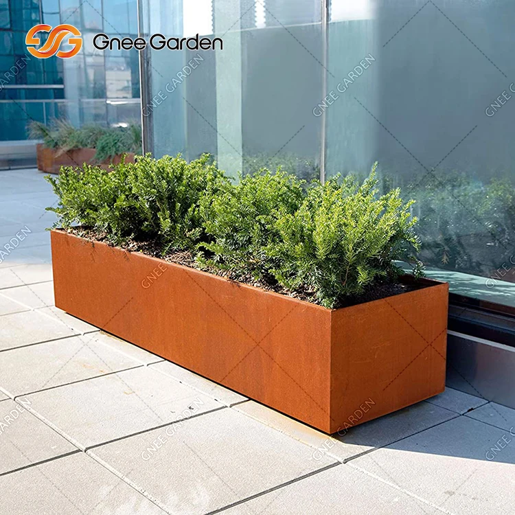 Large square corten steel planters corten steel large planter pot