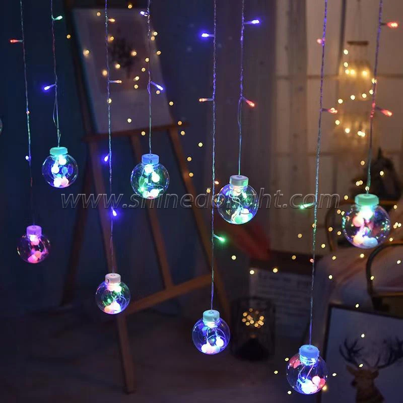 Christmas Bulb Led Window Curtain String Light Wish Ball Garland Tree Outdoor Decorations Bauble String Lights