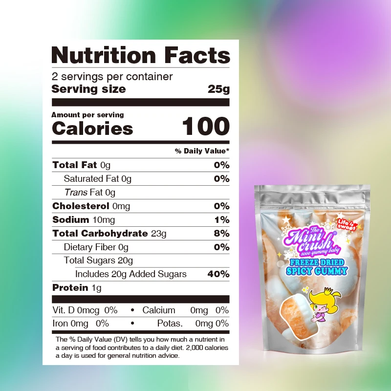 chinese gummy candy manufacturers wholesale New fruity candy sweet Freeze dried spicy gummy orange candies