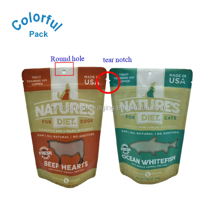 Custom Printed Biodegradable Stand up Pouch Plastic Pet Food Packaging with Window Ziplock and Mylar Bags