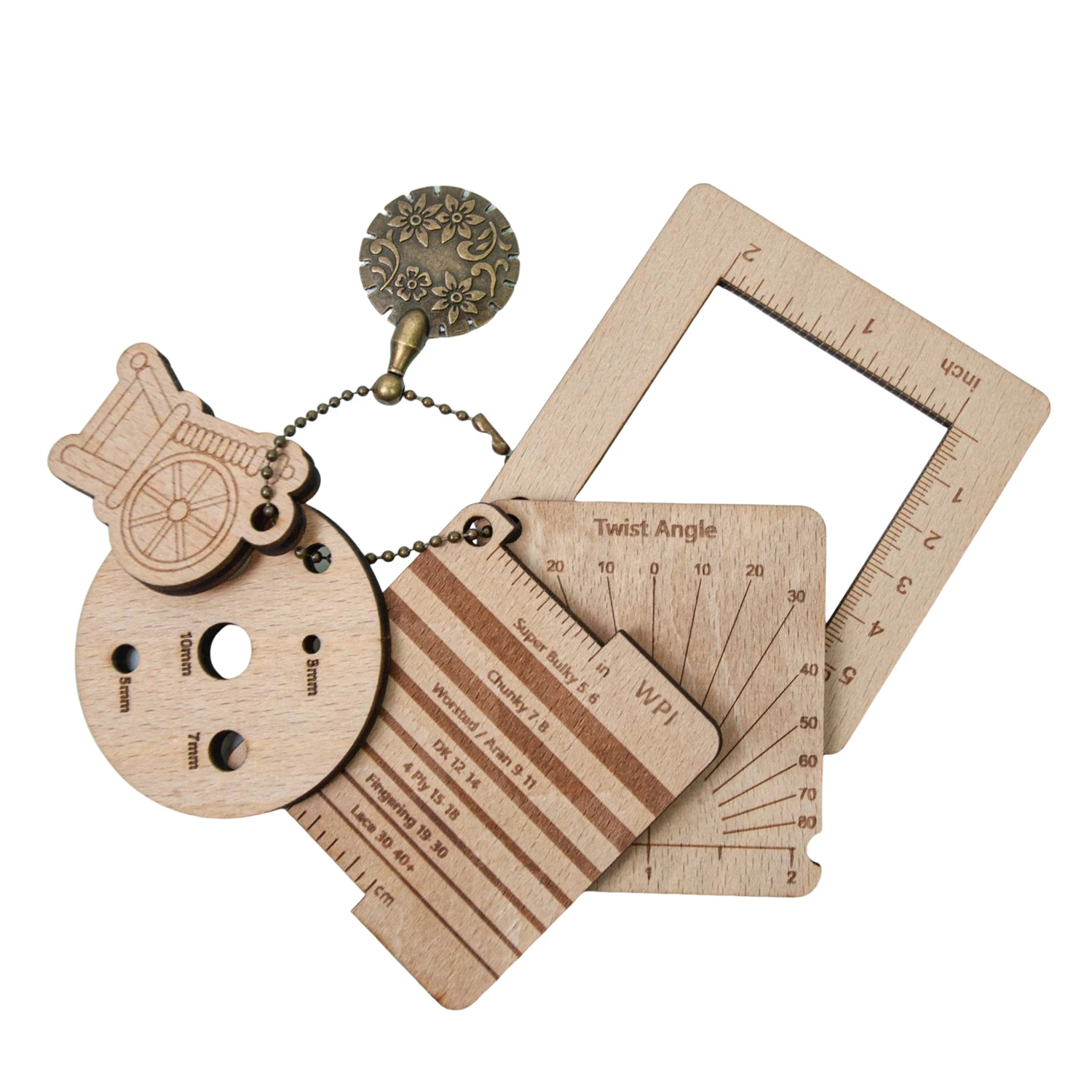 6 PCS Wood Knitting Gauge Ruler Crochet Hook & Yarn Wrap Per Inch Guide Knitting Tool for Yarn Measuring Crochet Accessories