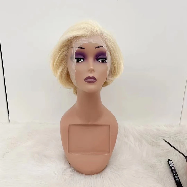 Short wig human hair 13*4 Pixie Wig ST blonde lace front wig human hair