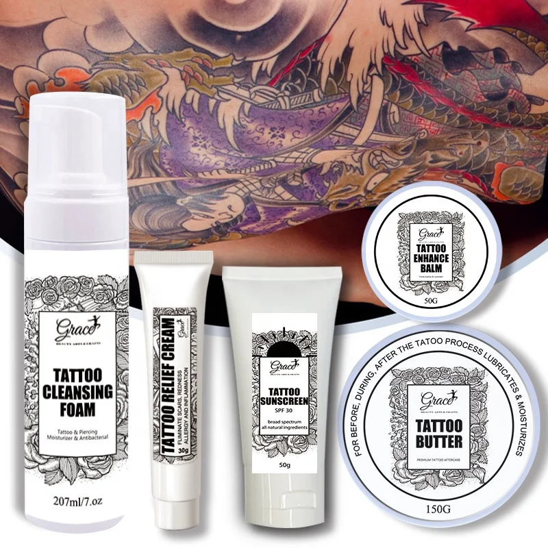 Private Label Tattoo Enhance Balm Deep Cleansing Foam Organic Prevent Infection Scab Aftercare Repair Tattoo Butter Relief Cream