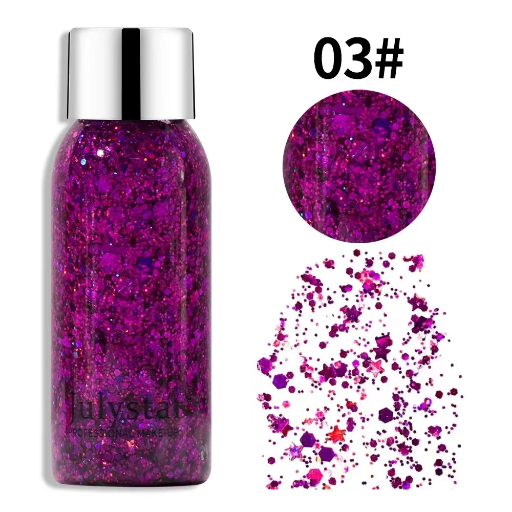 Wholesale 9 Colors Shiny Liquid Body Glitter Gel Chunky Glitter Eyeshadow hair Nail Gel  Spray Body glitter