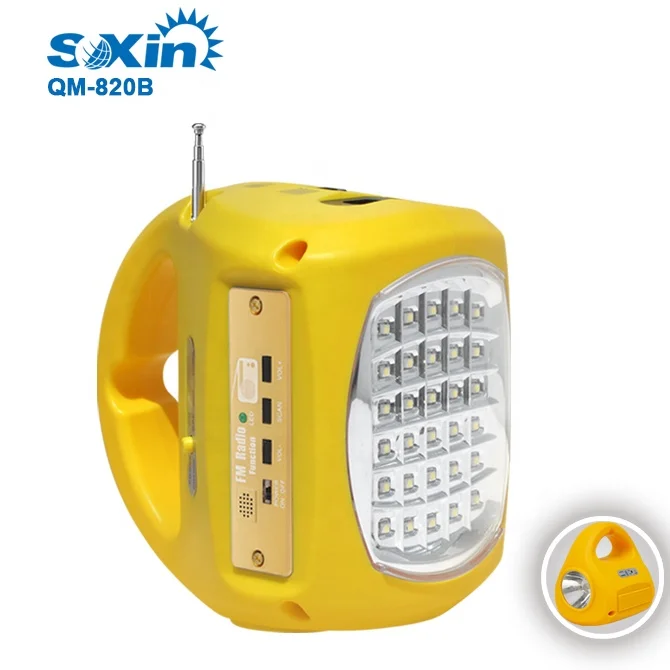 Portable multifunctional solar searching light emergency light with FM radio