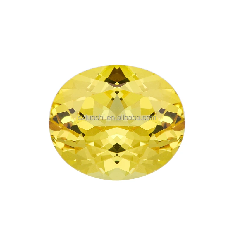 Customized Grc Certified Oval Faceted Cut Yellow Sapphire Lab Grown Loose Gemstone Price Per Carat For Jewelry Making