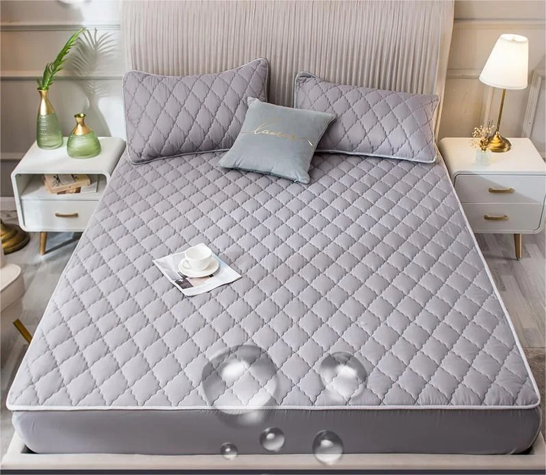 Breathable Fitted Sheet Mattress Protector Bed Cover Brushed Quilted Thick Waterproof Living Room Polyester 40 Solid Mixed Color