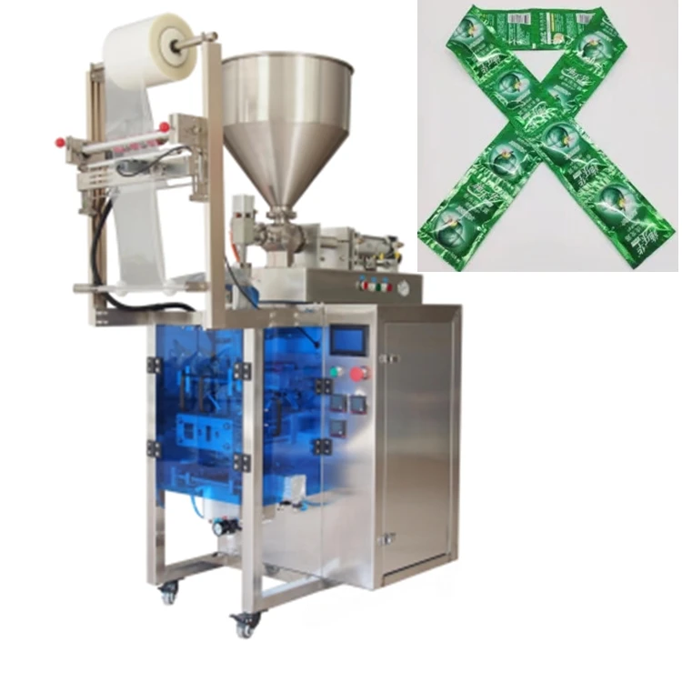 Automatic vertical small 4 four sides sealing bag 10ml hotel shower gel sachet shampoo form fill seal packaging machine