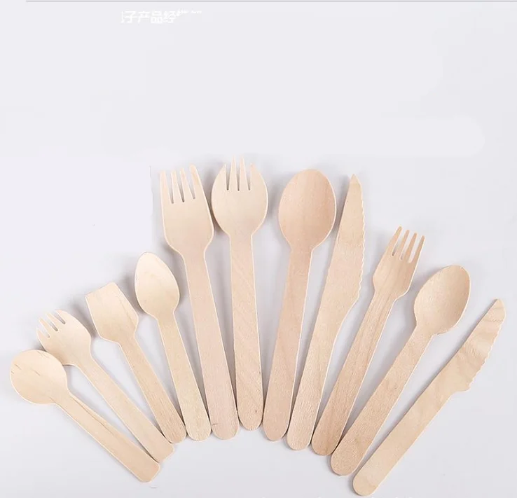 Одноразовые деревянные ложки/вилки/ножи, десертные столовые приборы, деревянные Мини-банки для йогурта, джема, набор столовых приборов для вечеринки