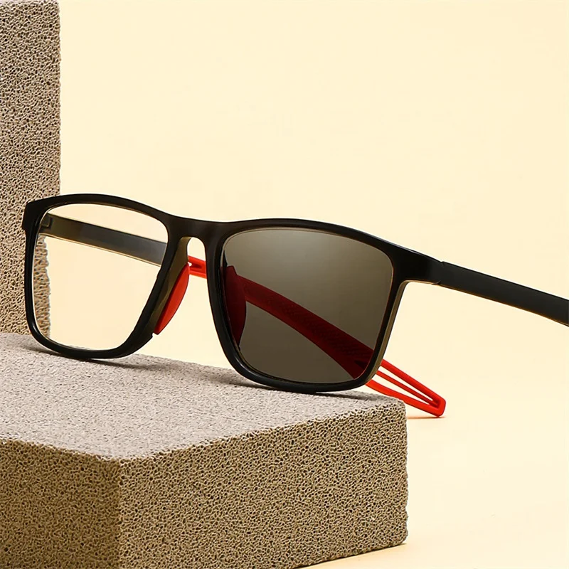 uv400 flexible tr90 black red orange grey square sports UV400 myopia lunettes anti reflet homme  photochromic cycling glasses