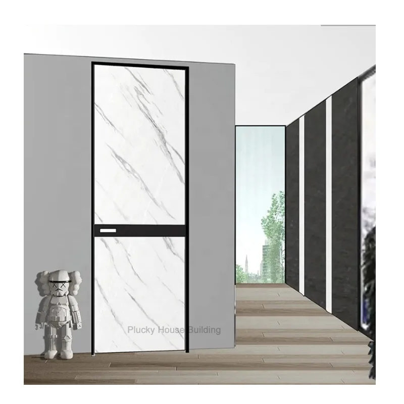 French flush frameless interior invisible hinges wood hidden door