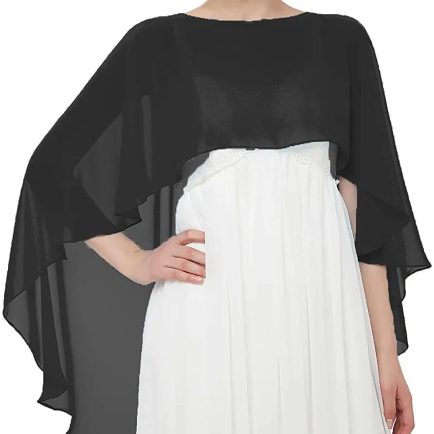 New 2024 Evening Dress Elegant Evening Shawl Pullover Cloak Thin Chiffon Solid Color Scarf Sun-Proof Breathable Chiffon Scarf Wr