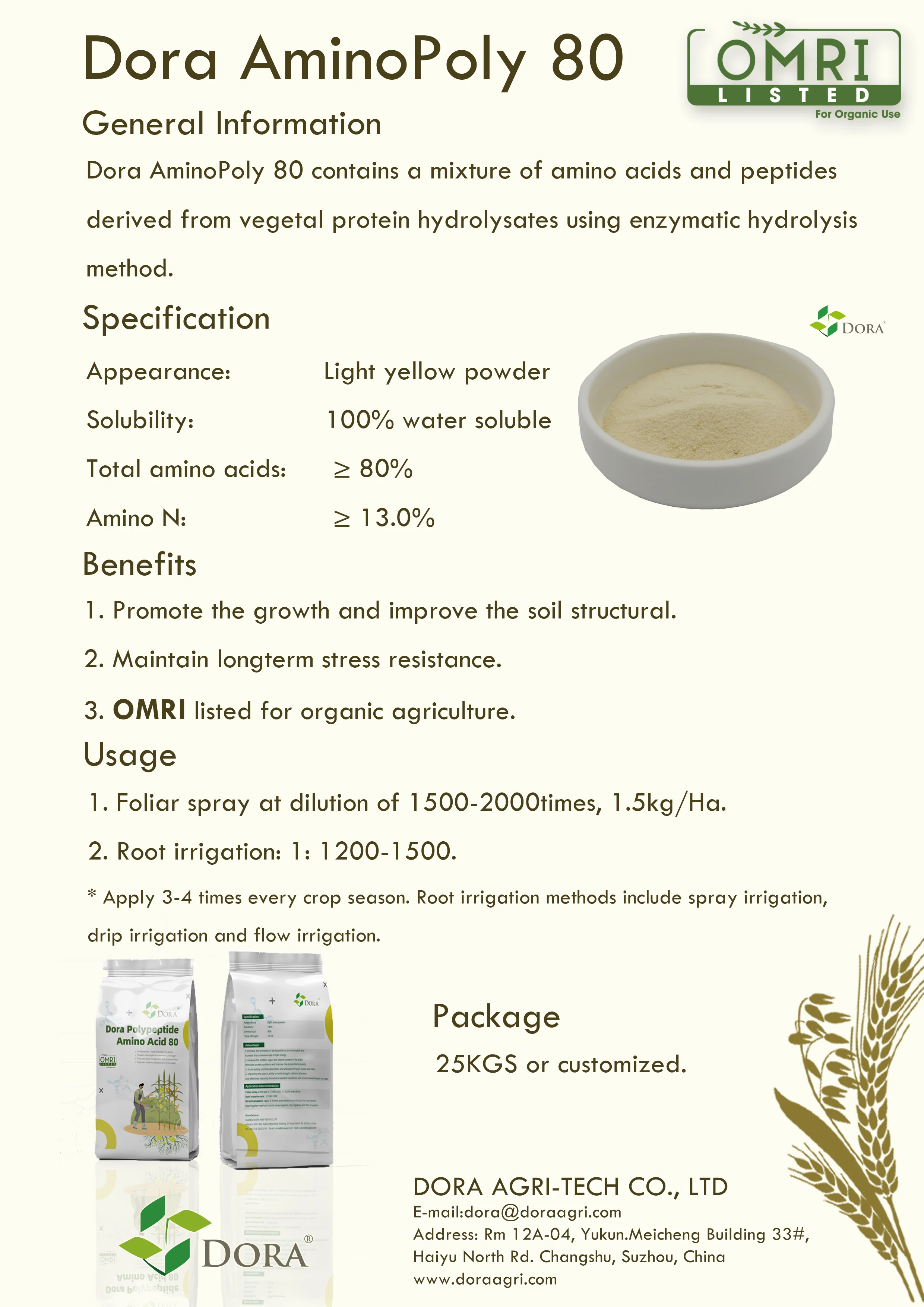 Hot Selling Products 2024 Enzymatic 80% Amino acid powder bio organic fertilizer 100% water solubility amino acid from plants