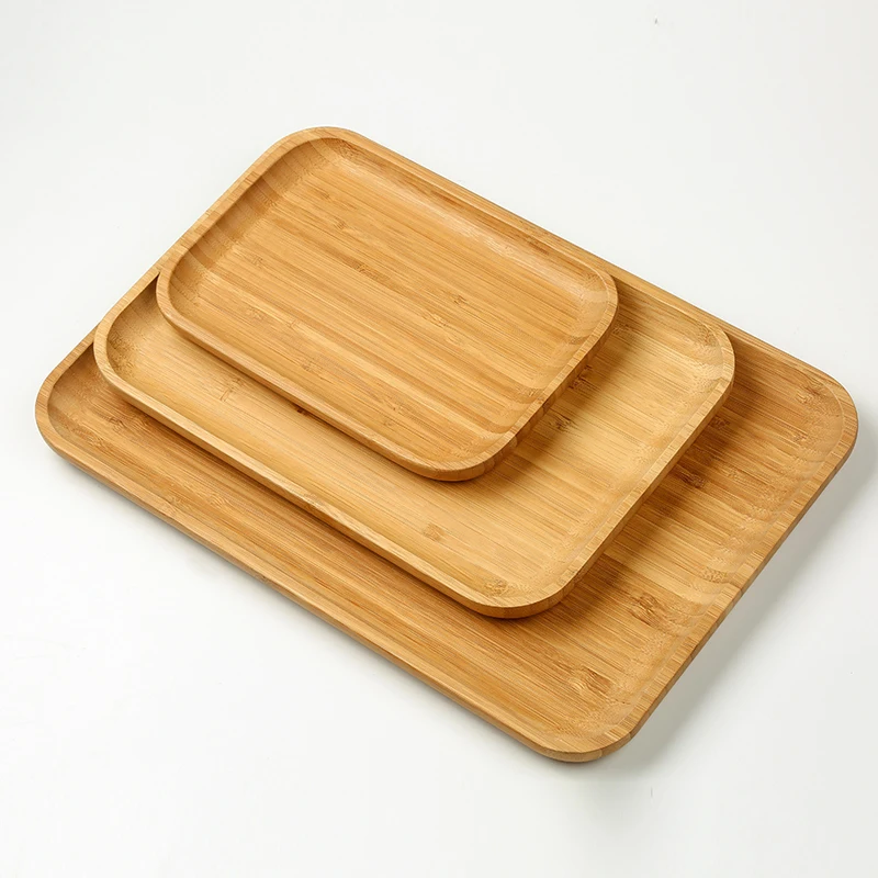 Лидер продаж прямоугольный бамбуковый кухонный поднос для завтрака ужина еды кофе 3 набора