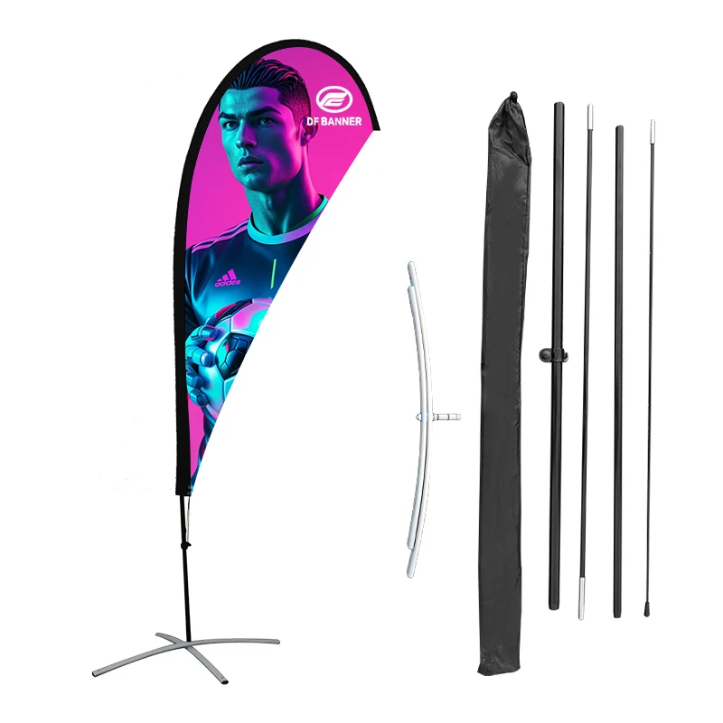 Custom Teardrop Feather Flag Banners Bali Bow Sail Swooper for Beach Advertising Promotional Flying Bow Sail Banners