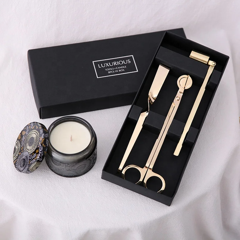 Wholesale Stainless Steel Candle Accessories Black Silver Candle Snuffer Lighter Candle Care Kit