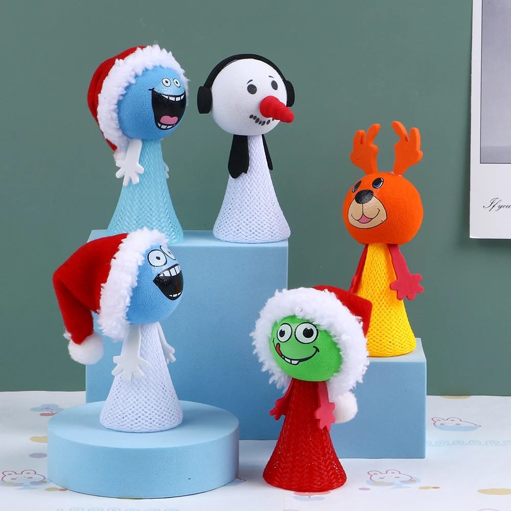 Christmas Party Toys New Kids Stress Release Eva Jumper Spring Smile Face Capsule Novelty Toys Gift