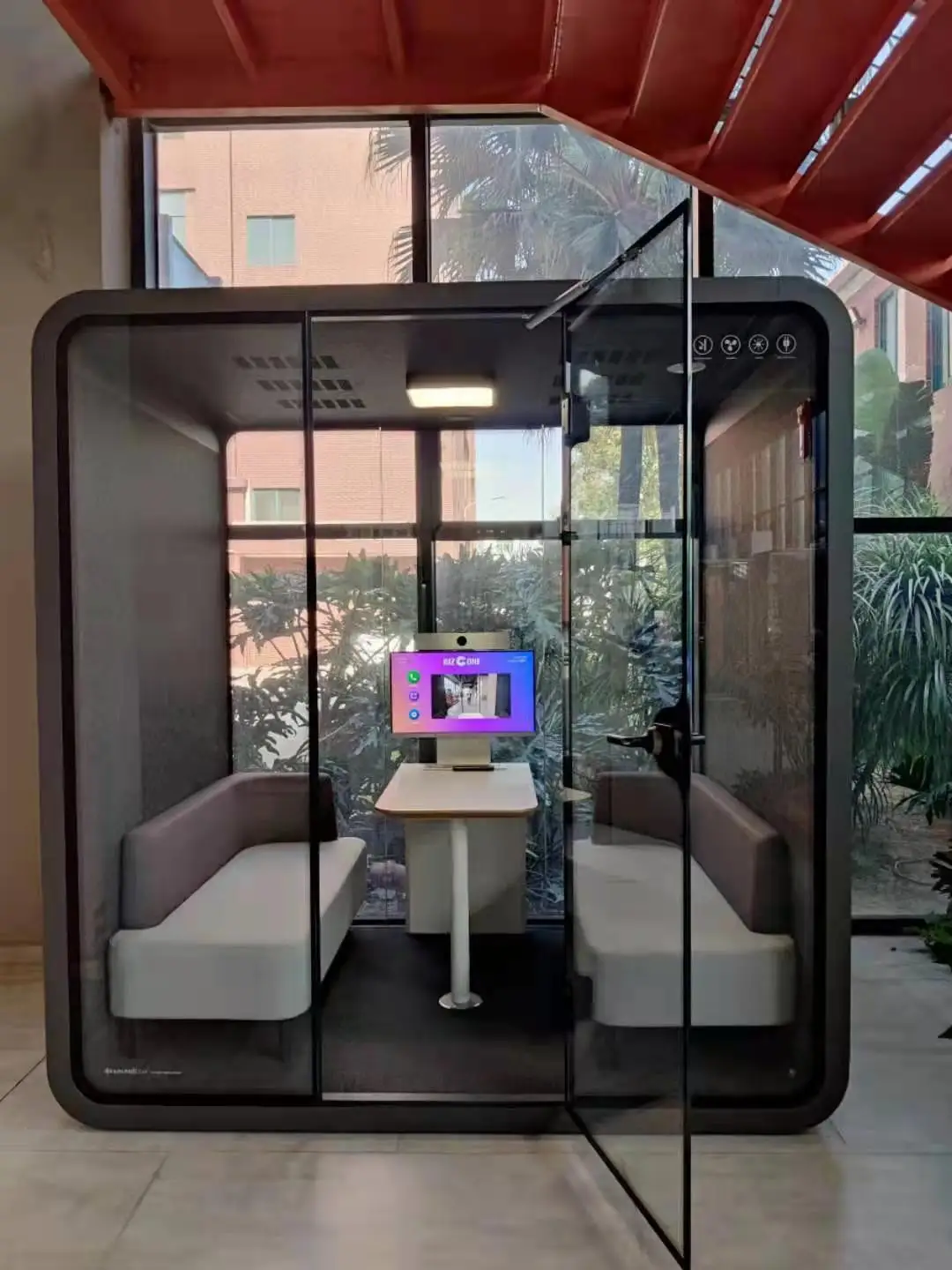 4 person glass meeting room movable modular soundproof booth for school office