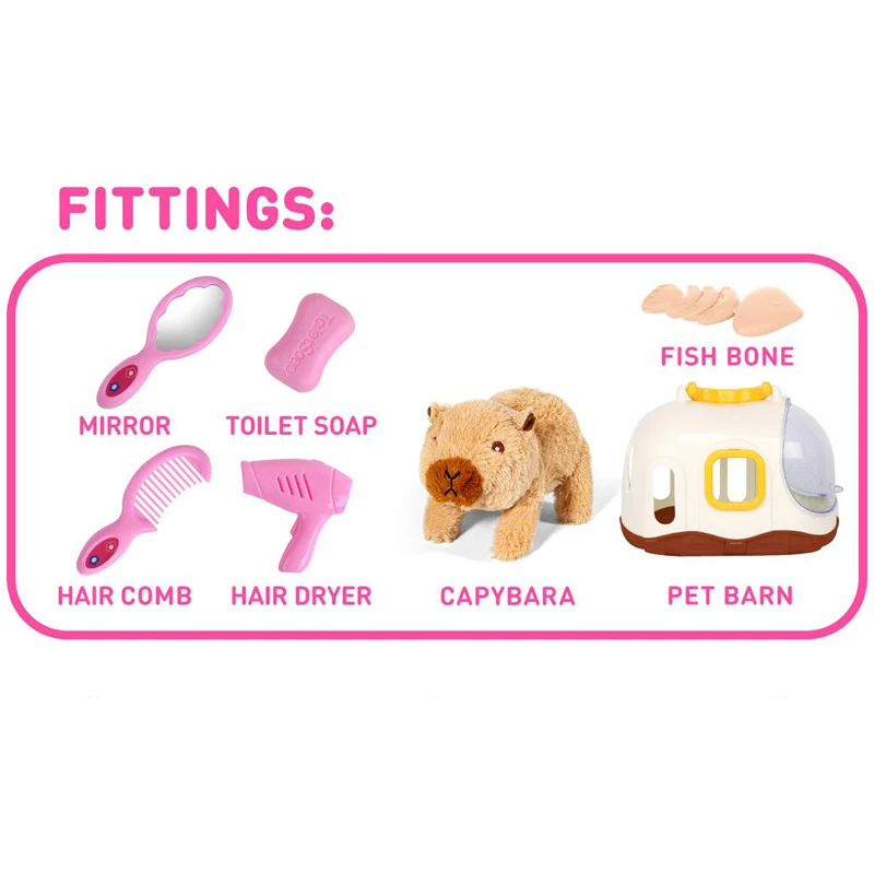 New Capybara Stuffed Animal Walking Barking with Pretend Play Accessories Electronic Plush Toys for Kids
