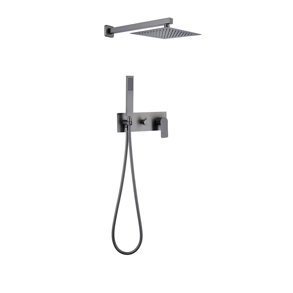 Aqua Gallery Matt Black Finish Single Handle Hot Cold Water Supply Brass In-wall Concealed Bathroom Shower Faucet
