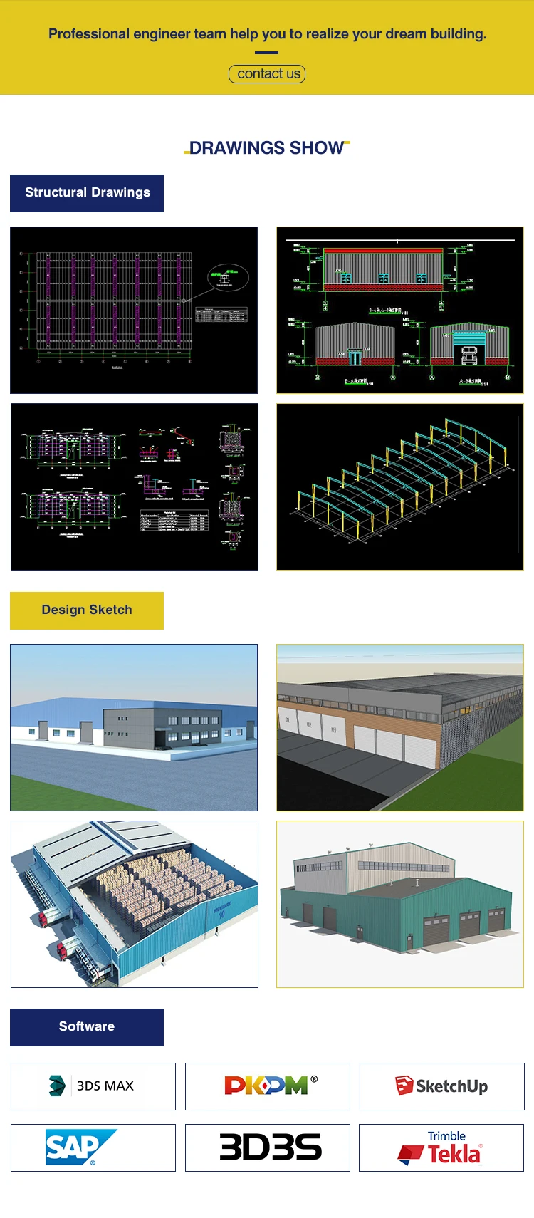 Low Cost Portable Quick Build Large-Span Prefab Warehouse Steel Structure