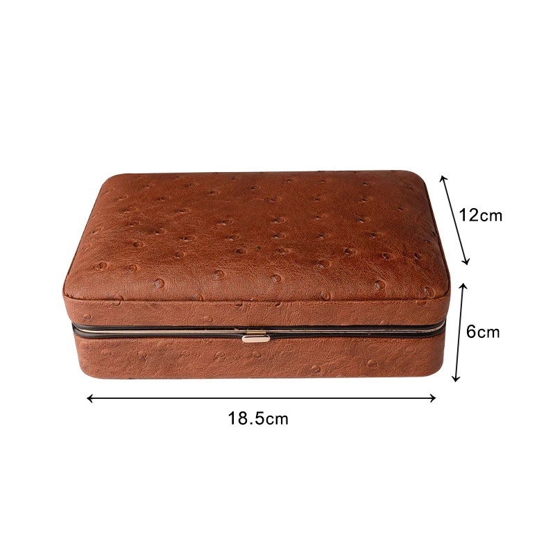 Vintage Luxury Travel Portable Leather Cigar Box Humidor Case