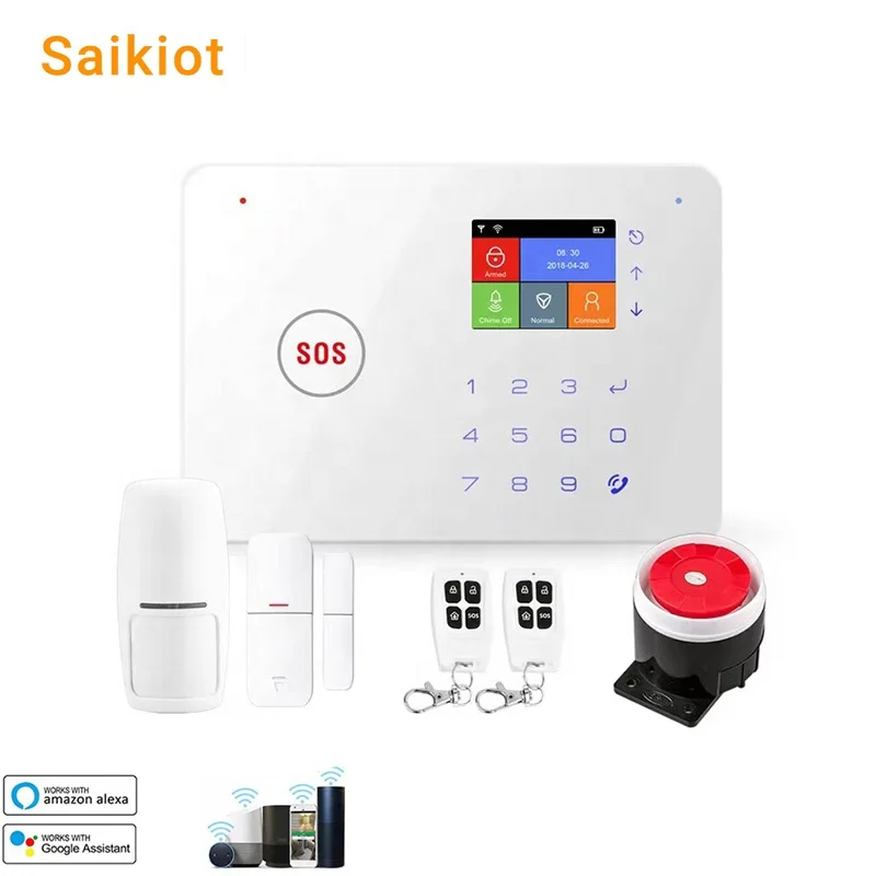 Saikiot Wireless Alarm Systems Loudly Sound Siren WIFI Smart Alarm System Home Security Tuya GSM WIFI Siren Home Security System