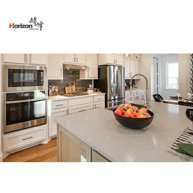 Horizon engineered stone quartz sparking white quartz slab countertops vanity to