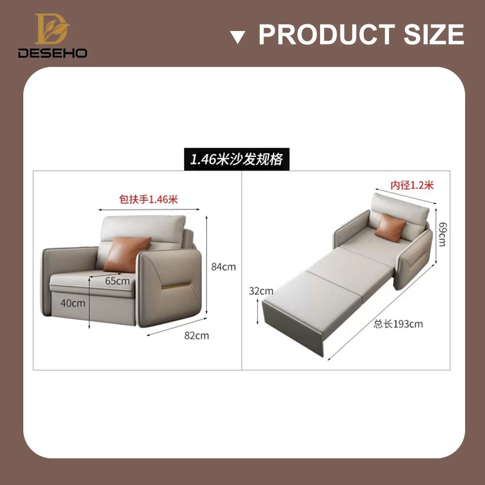 DISIHE Nordic Modern Sleeper Couch Living Room Furniture Modular Space Saving 2 Seater Sofa Cum Bed