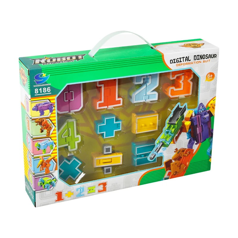 2024 Hot Sale 10 in 1 Assembled Robot Toy Number Deformation Toys Set Plastic Transformation Robot Transformed Car Toys for Kids