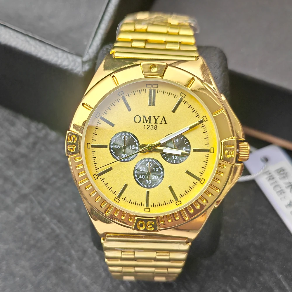 OMYA Fashion Custom logo Men Watch Waterproof Sport Wristwatch Luxury Men watches Steel Band Quartz watch for men reloj