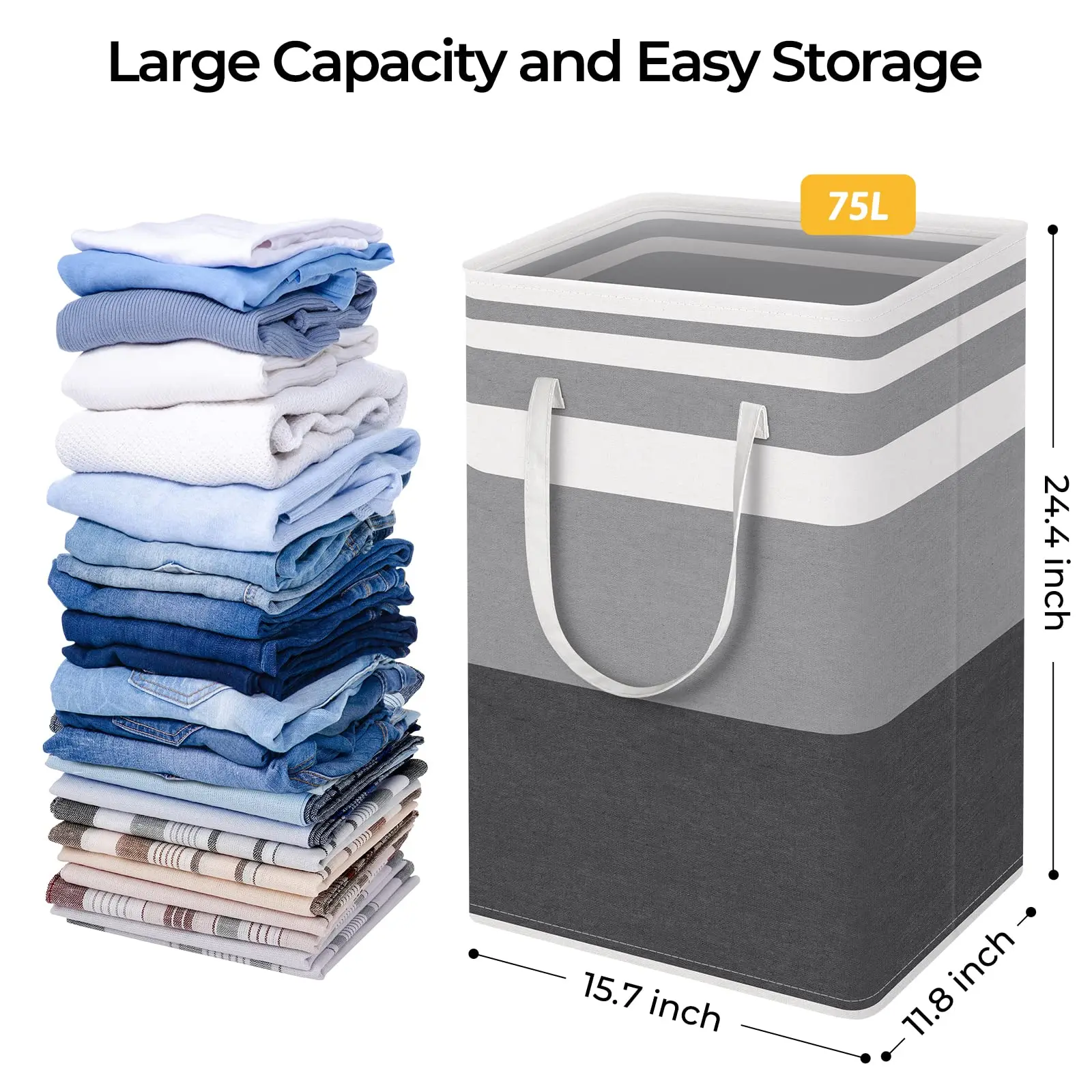 Collapsible Laundry Basket with Carry Handles Popup Laundry Hamper for Kids Room