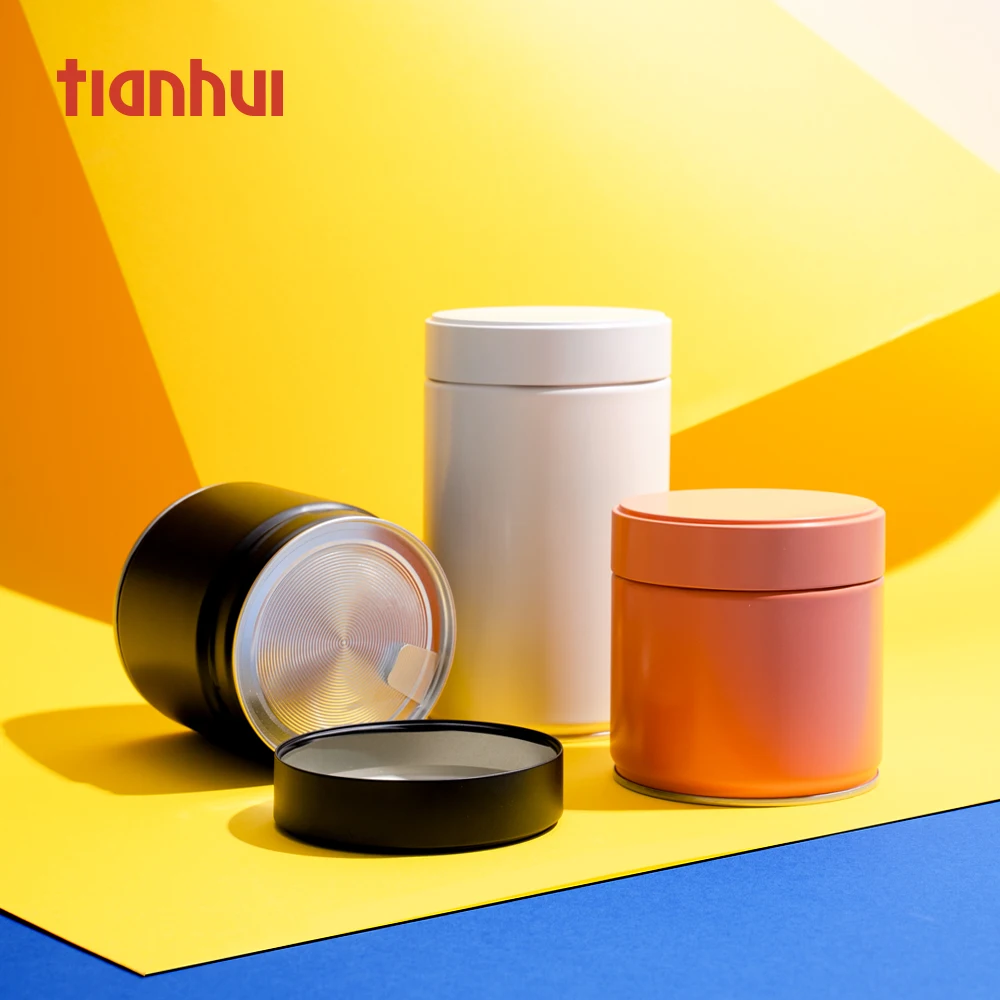 130g 200g Sealed Round Metal Tin Can Tea Canister Tin with Double Lids