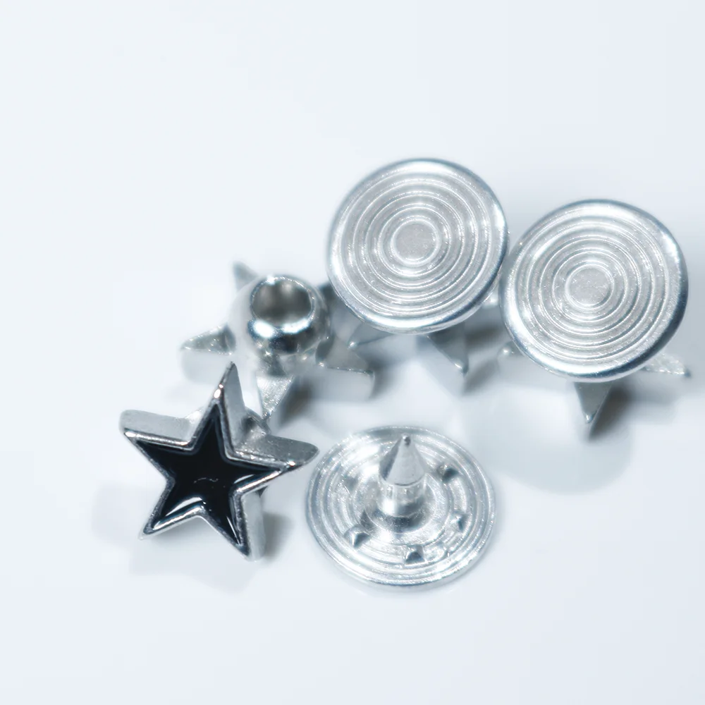 Metal star shape rivet button nickel free 9mm rivet stud button with logo