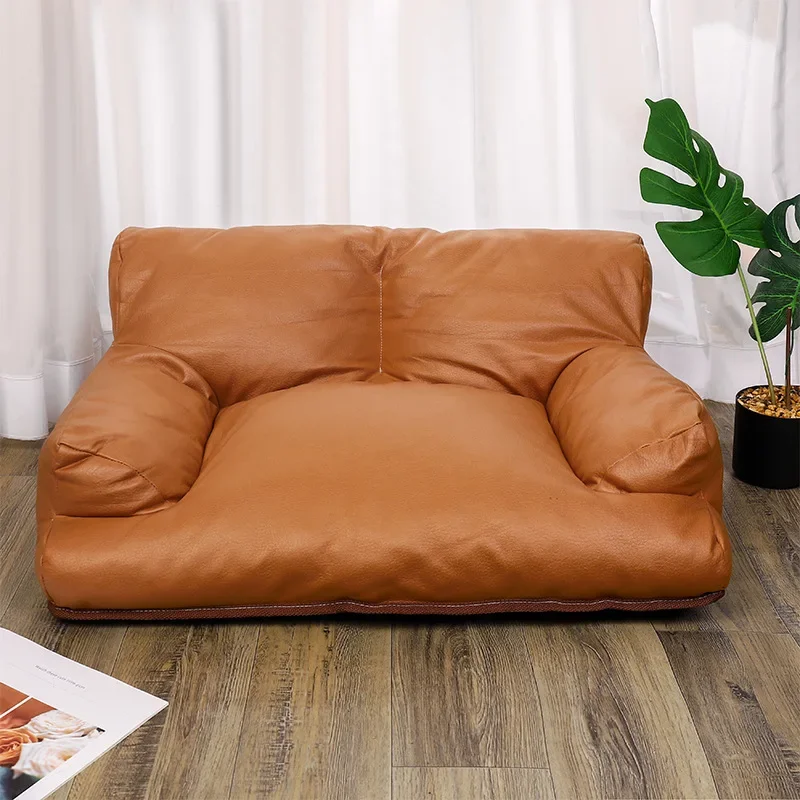 Seasonal Universal Soft PU Leather Dog Sofa and Comfortable Pet Cat Dog Sleeping Bed Cat Sofa Pet Couch Bed Dog Products