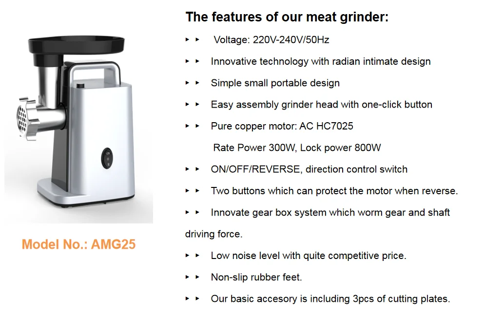 Portable Meat Grinder Metal Gear DC Motor With Handle