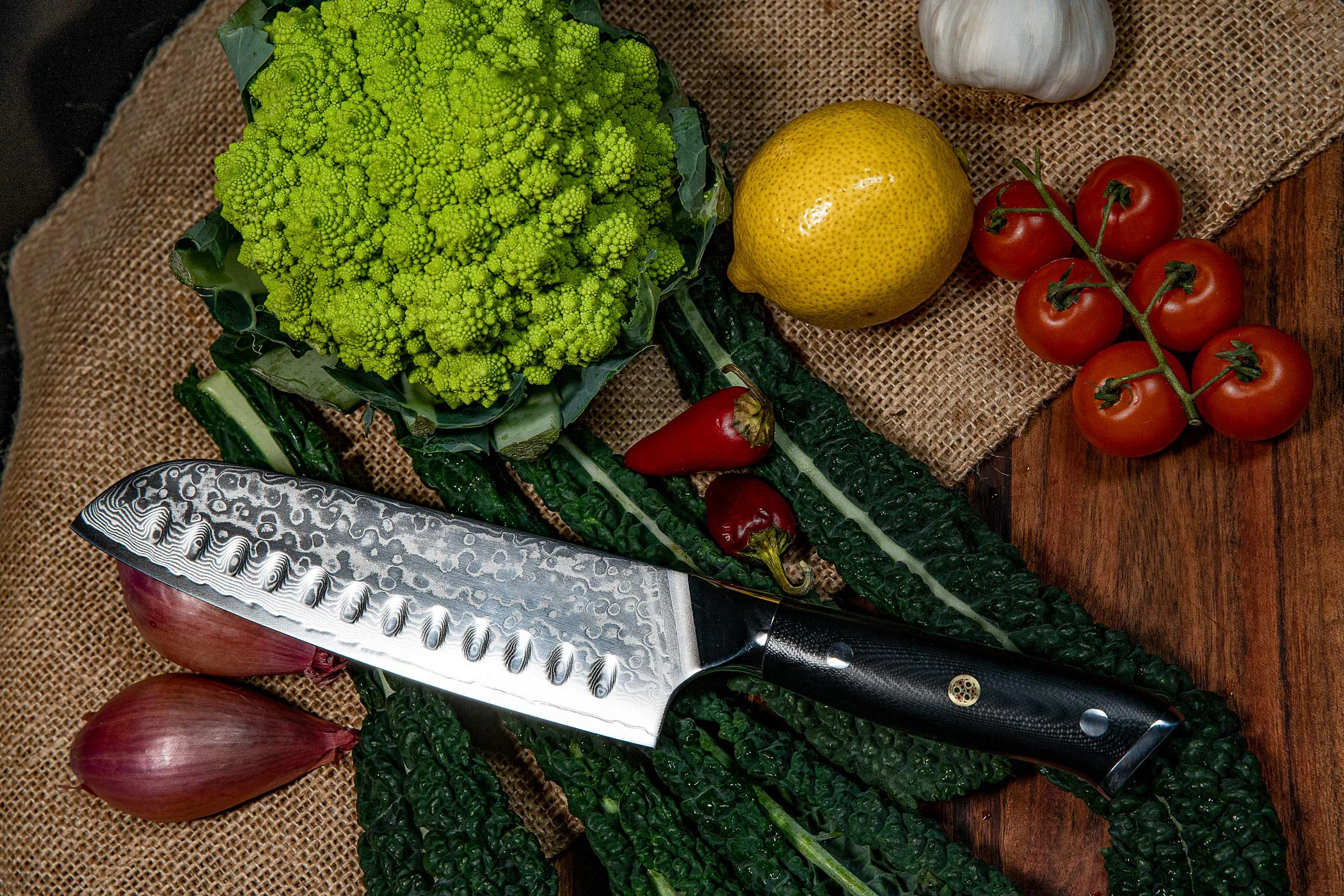 high carbon steel japanese kitchen handmade santoku knife