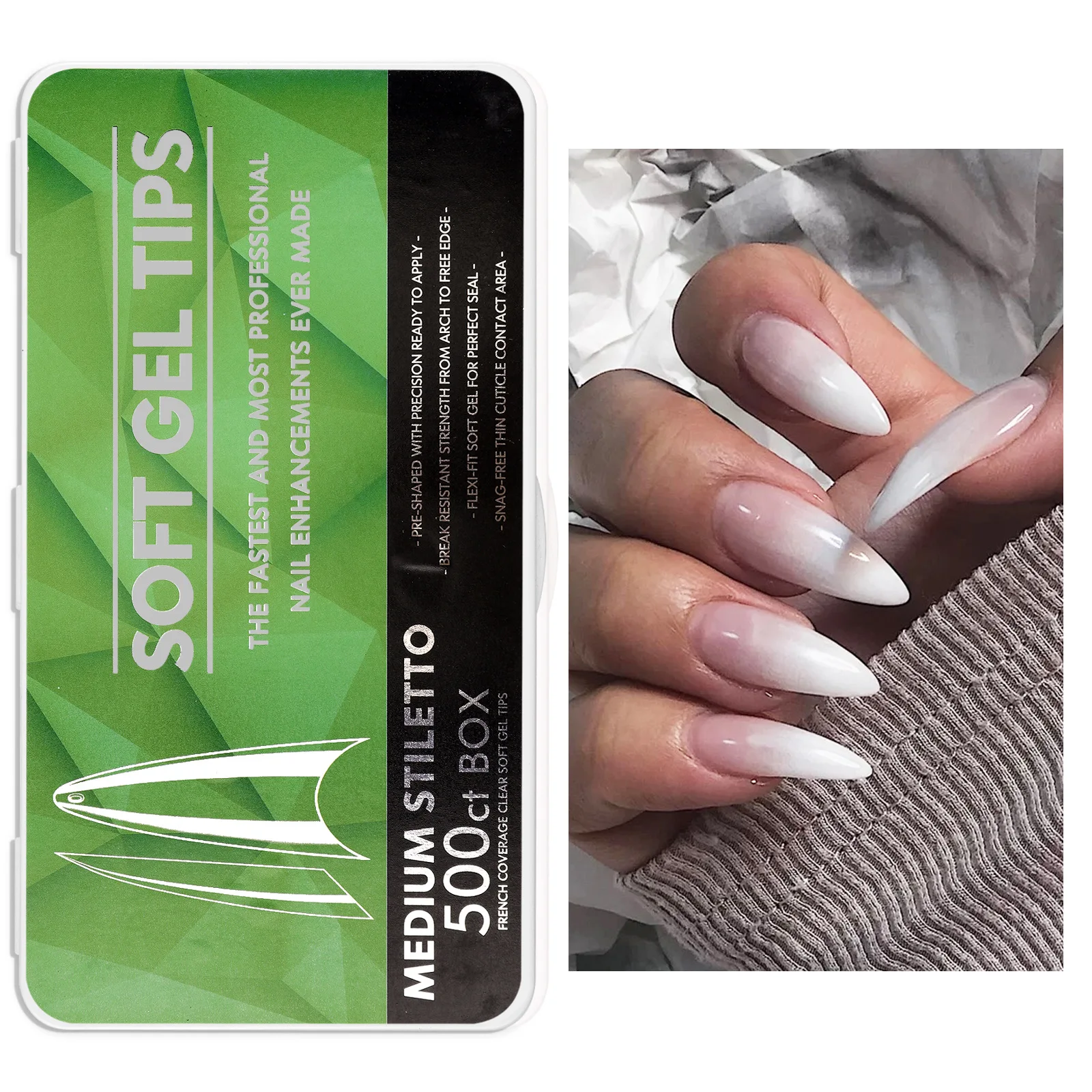 Hot sale box pack stiletto nail tips Ultra thin seamless matte and scratch free artificial  nail tips