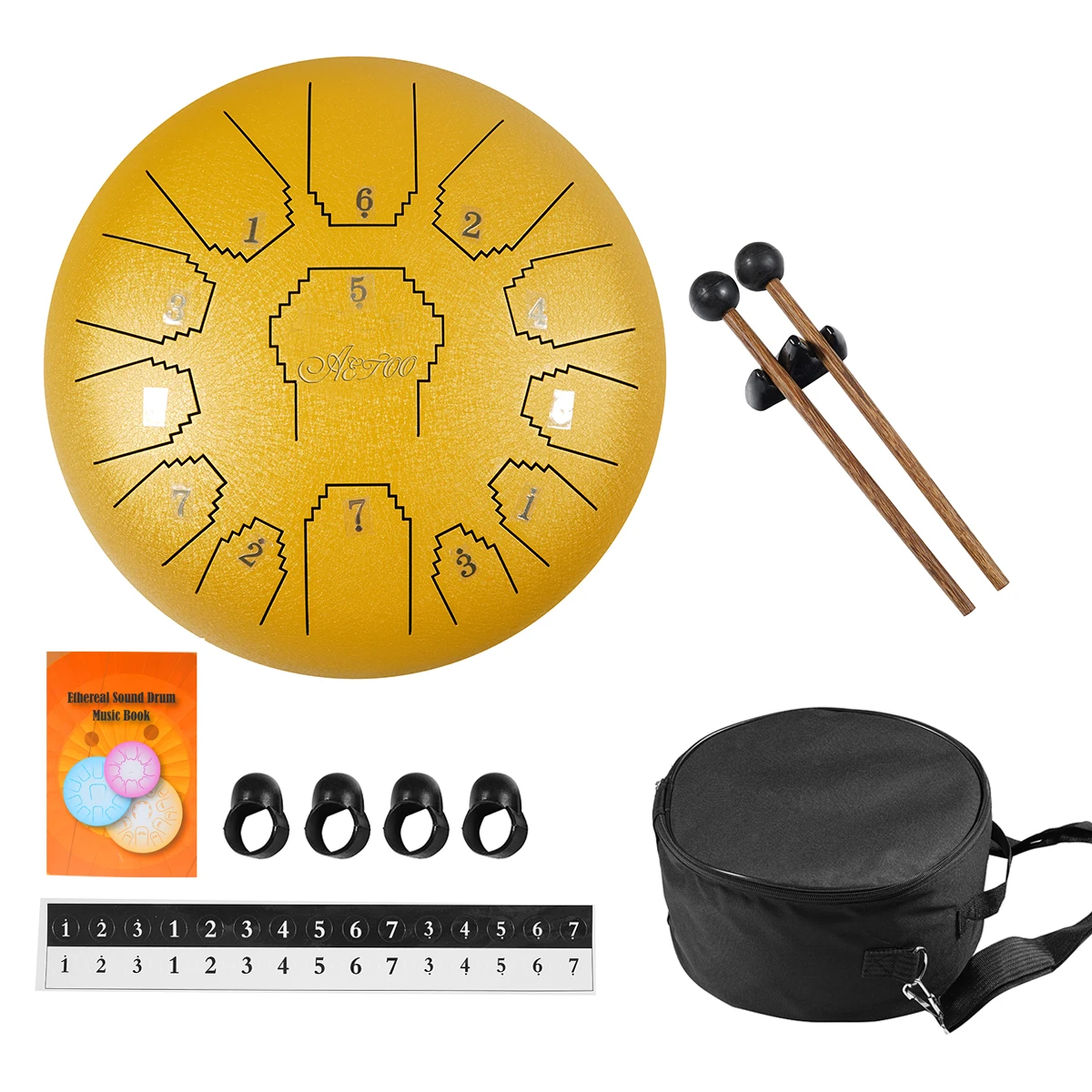 
AETOO Steel tongue drum 12 inchs 13notes handpan C major Percussion instrument Carry bag 