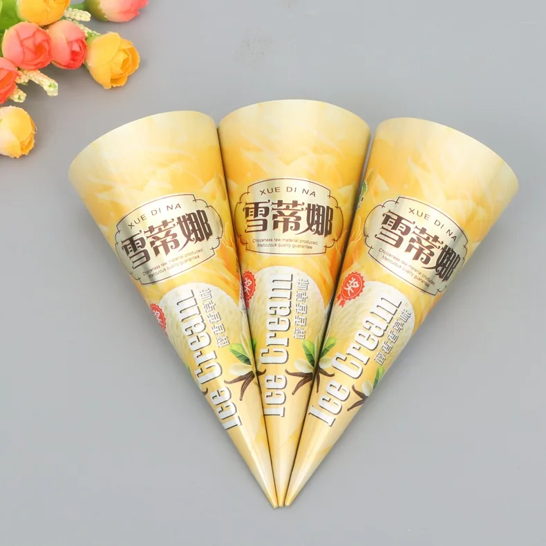 ice cream food packaging cone sleeves ice cream cone sleeve Custom disposable cone paper cup