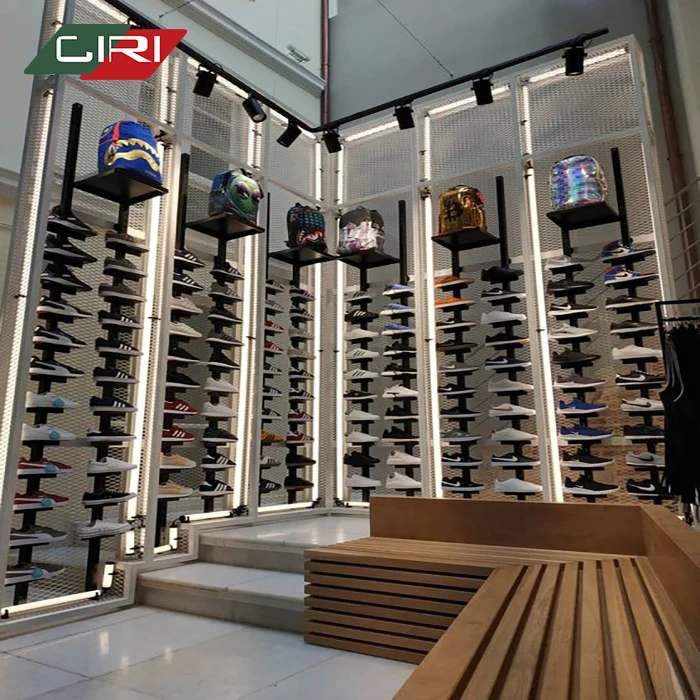 CIRI Custom Commercial Double Side Shop Shoe Rack Floor Middle Island Sneaker Display Sport Shoe Shelf for Store
