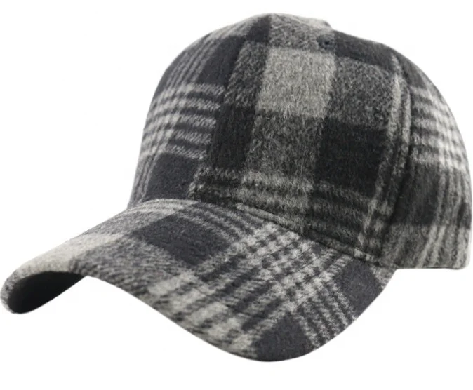 Winter Warm Casual Lumberjack Plaid Melange Cap Dad Hat 6 Panel Classic Adjustable Soft Furry Baseball Cap