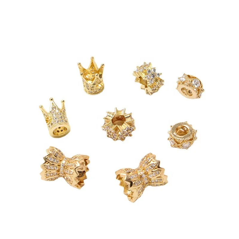 Clear CZ Micro Pave Round Spacer Beads Tube Charms Bead for Jewelry Making Bracelet Necklace