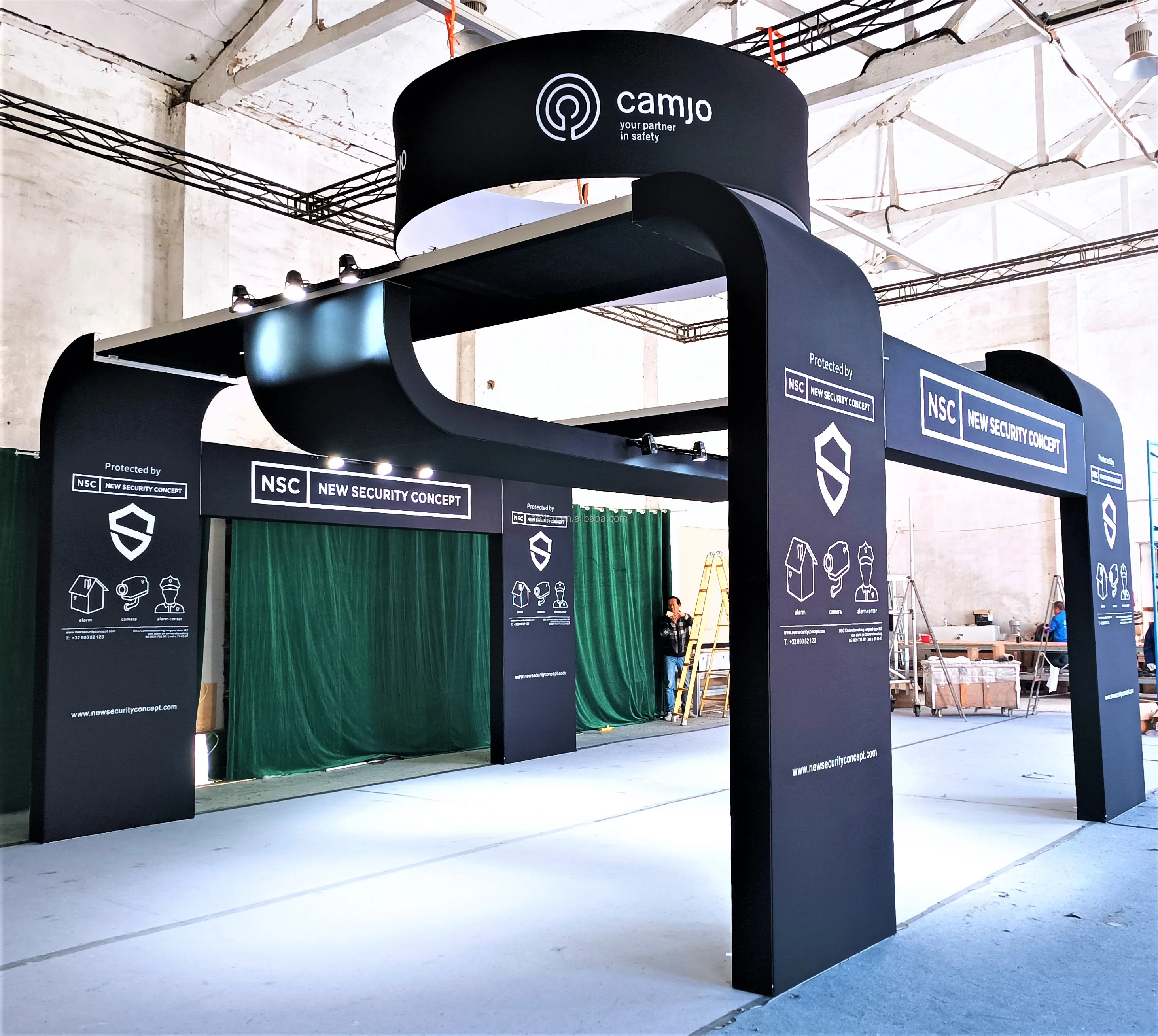 Large island aluminum system exhibition stand fair booth