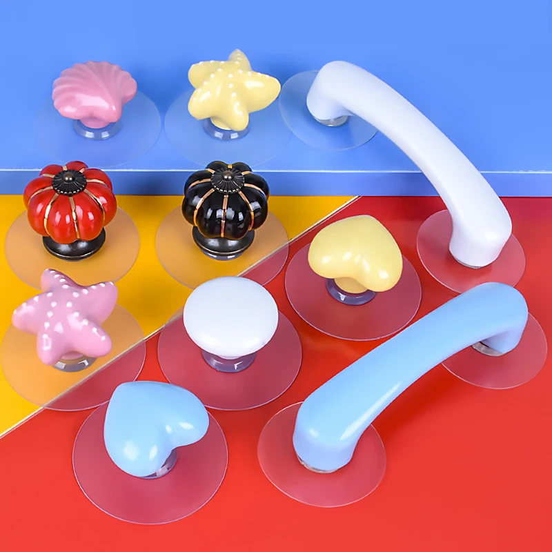 Cabinet door small handle Furniture Glass Door Suction cup Paste type ceramic Drawer cupboard No-punch cabinet door handle