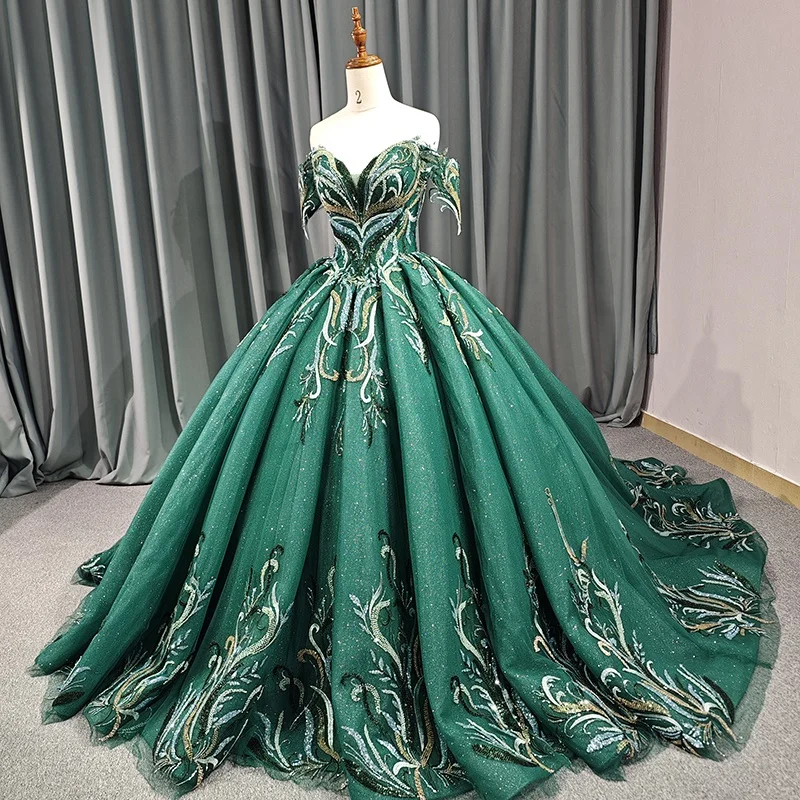 Jancember 6569 роскошное зеленое бальное платье принцессы с бисером Quinceanera платья для девочек 15 лет