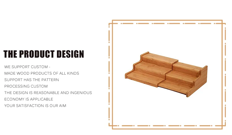 Hot Sale Unique Design Kitchen Classics 3-Tier Expandable Bamboo Spice Rack Step Shelf Cabinet Organizer
