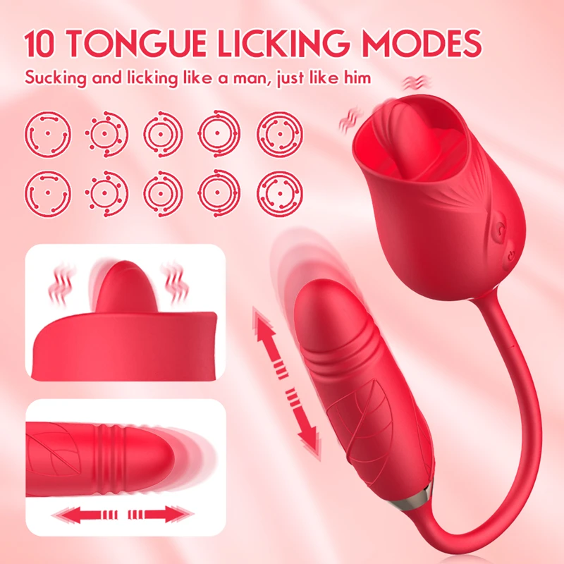 2022 new arrivals 10 speed licking modes tongue vibration clitoris g-spot nipple sucking rose vibration sex toys